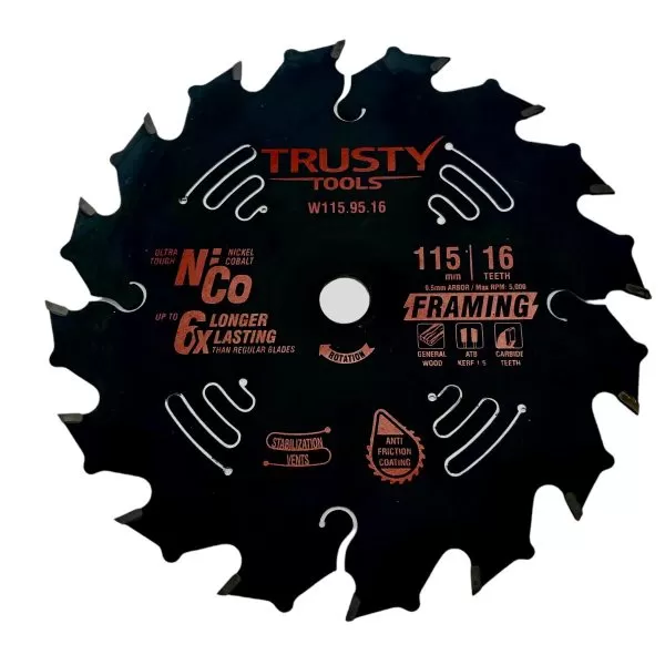 Диск пильный Trusty-Tools Framing по дереву 115х9.5 16T