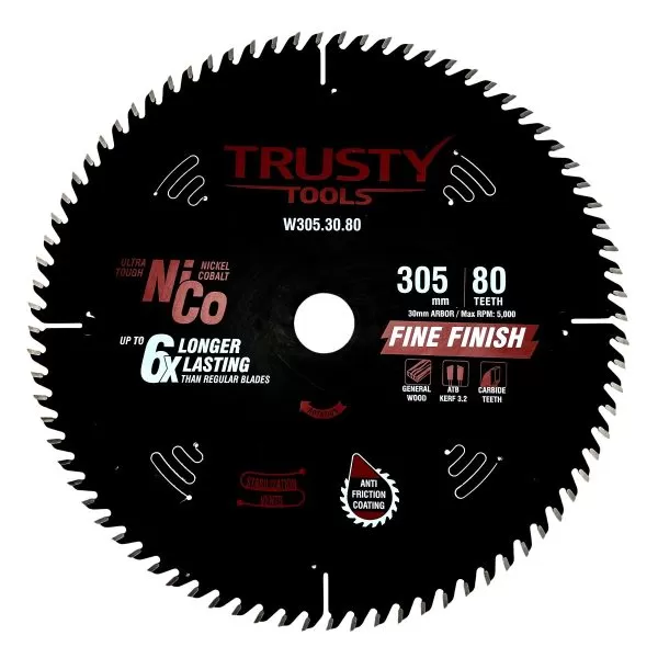 Диск пильный Trusty-Tools Fine Finish по дереву 305х30 80T