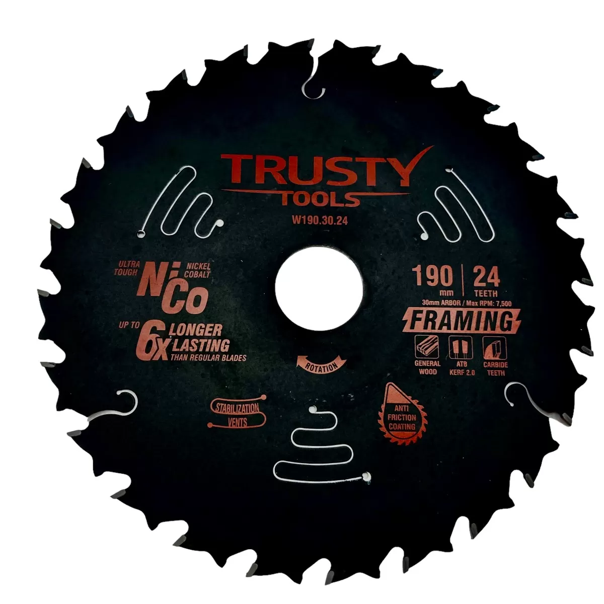 Диск пильный Trusty-Tools Framing по дереву 190х30 24T