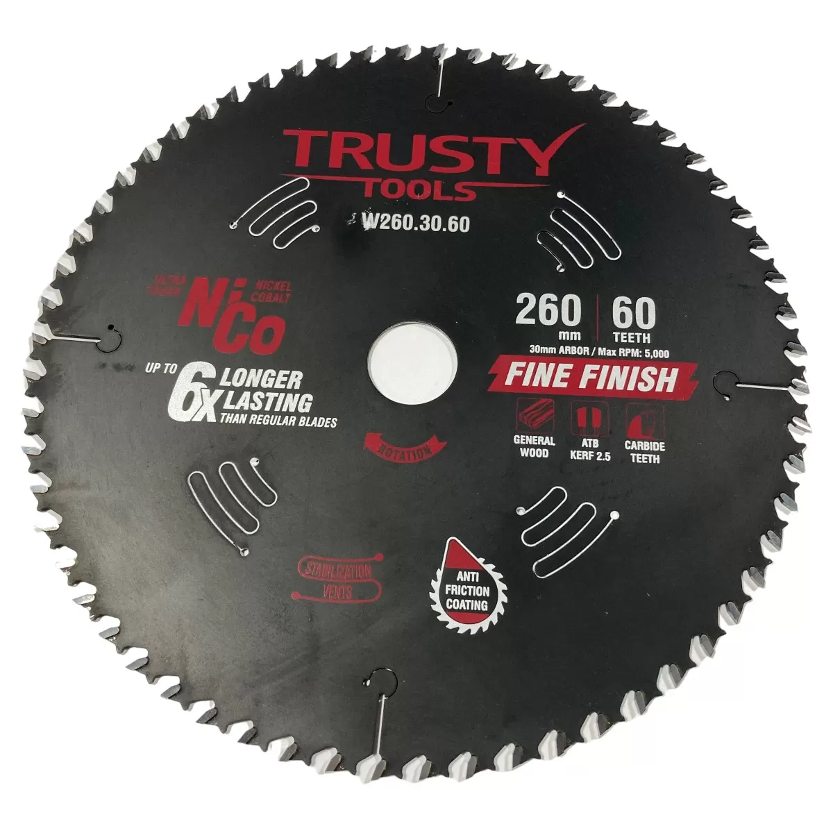 Диск пильный Trusty-Tools Fine Finish чистый рез 260х30 60T