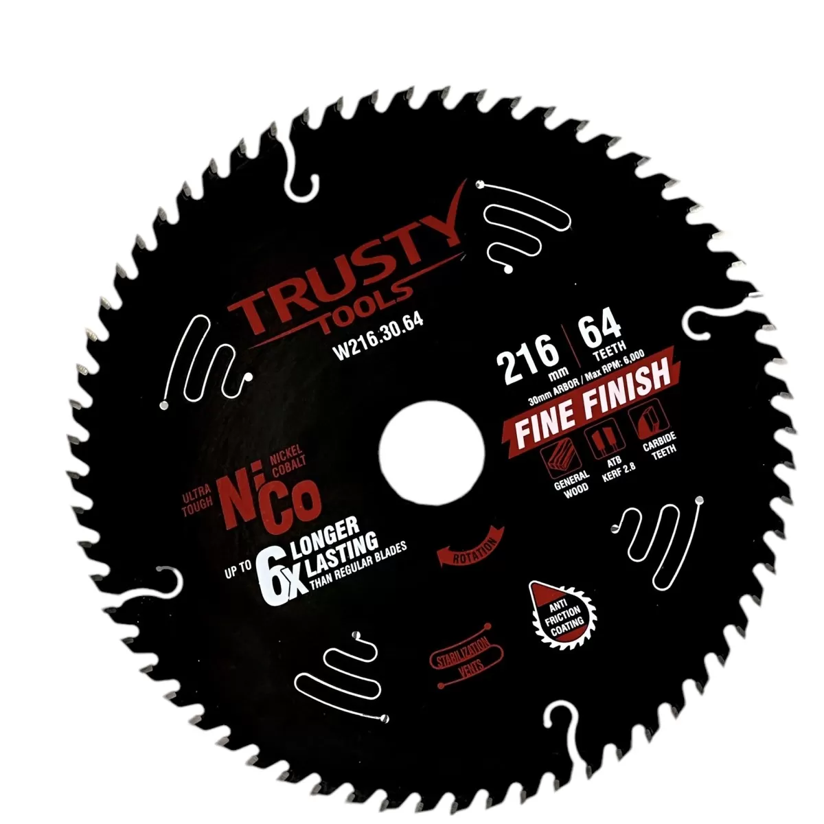 Диск пильный Trusty-Tools Fine Finish чистый рез 216х30 64T