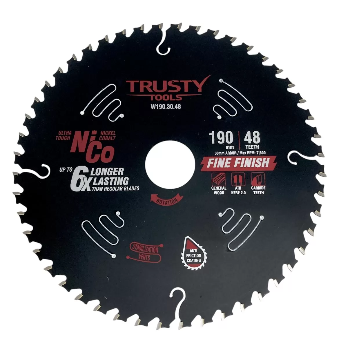 Диск пильный Trusty-Tools Fine Finish по дереву 190х30 48T