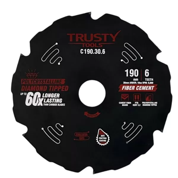 Диск пильный Trusty-Tools по фиброцементу 190×30 6T