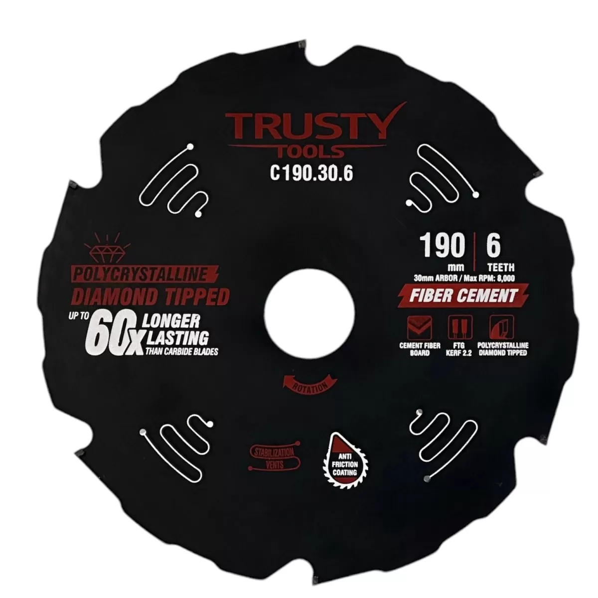 Диск пильный Trusty-Tools по фиброцементу 190×30 6T