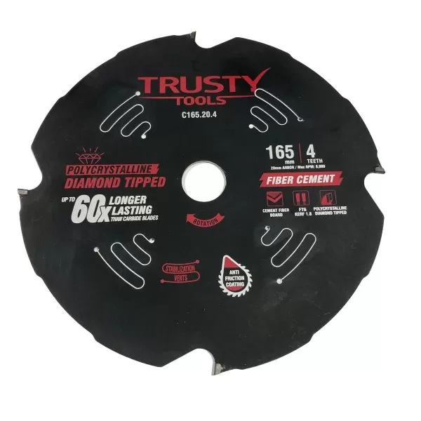 Диск пильный Trusty-Tools по фиброцементу 165×20 4T