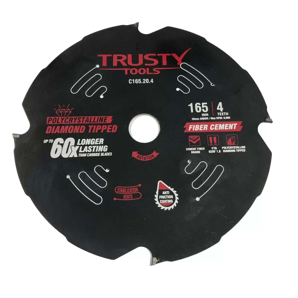 Диск пильный Trusty-Tools по фиброцементу 165×20 4T