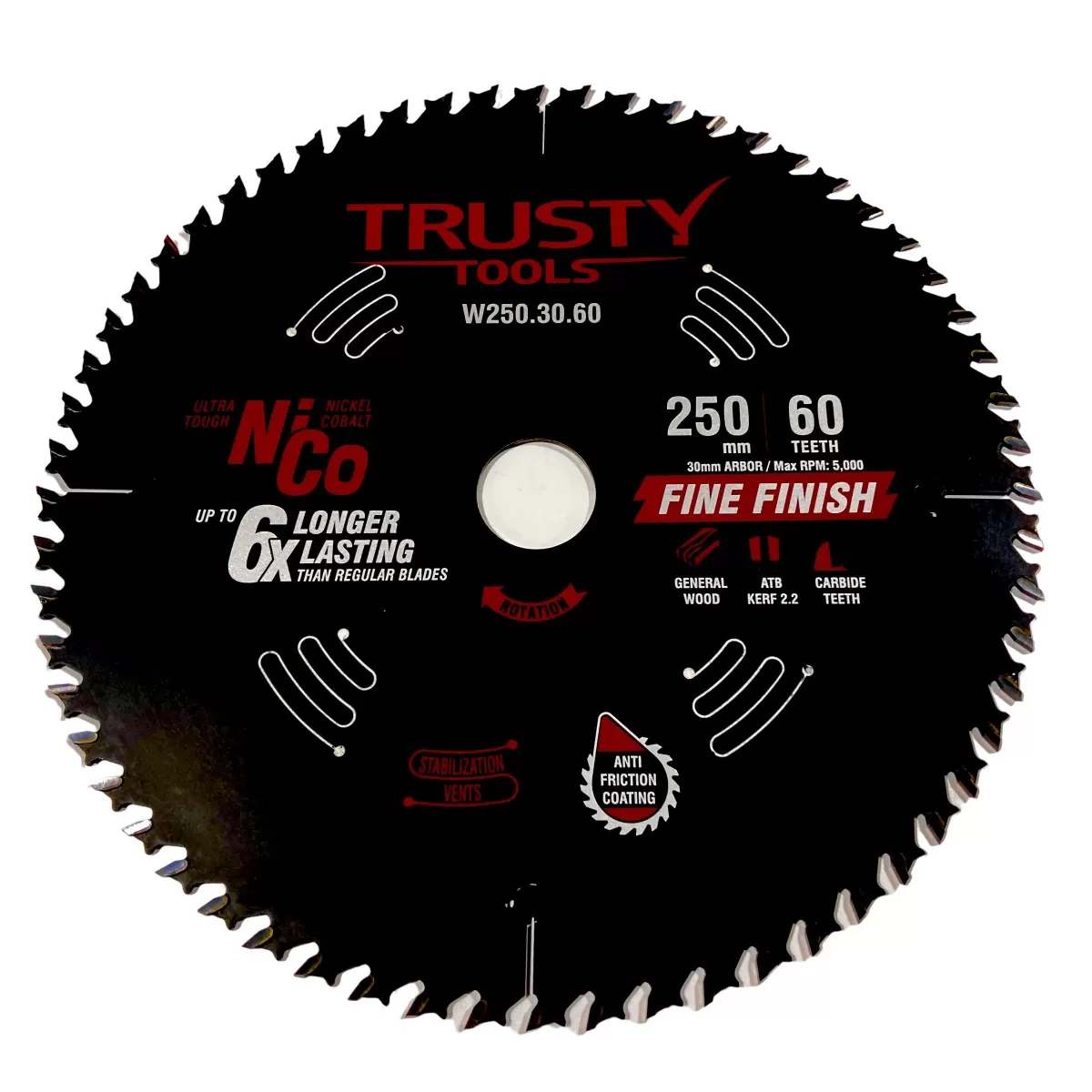 Диск пильный Trusty-Tools Fine Finish чистый рез 250х30 60T
