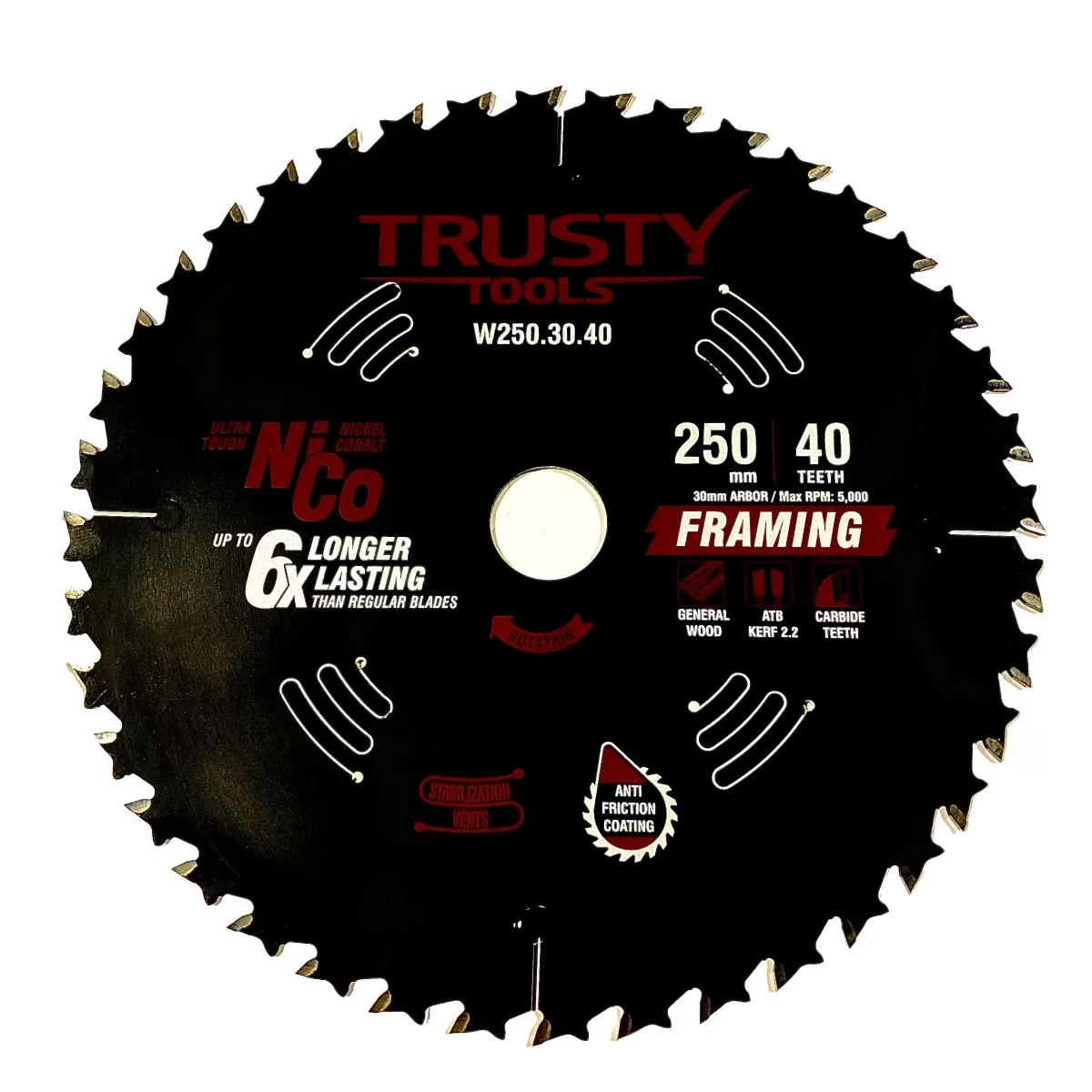 Диск пильный Trusty-Tools Framing по дереву 250х30 40T