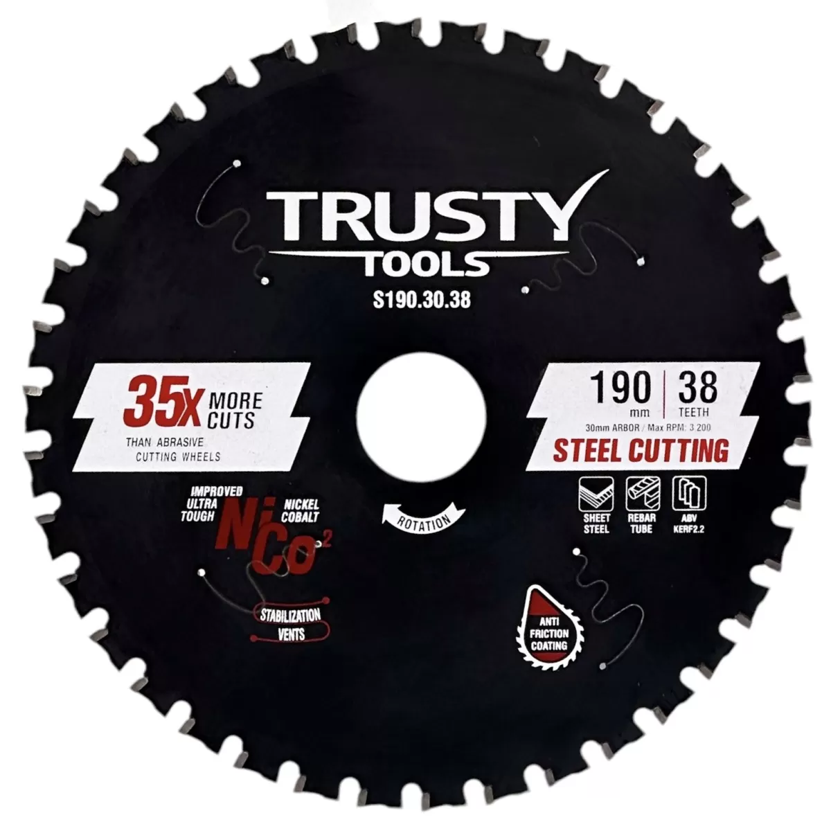 Диск пильный Trusty-Tools Steel Cutting по металлу 190х30 38T