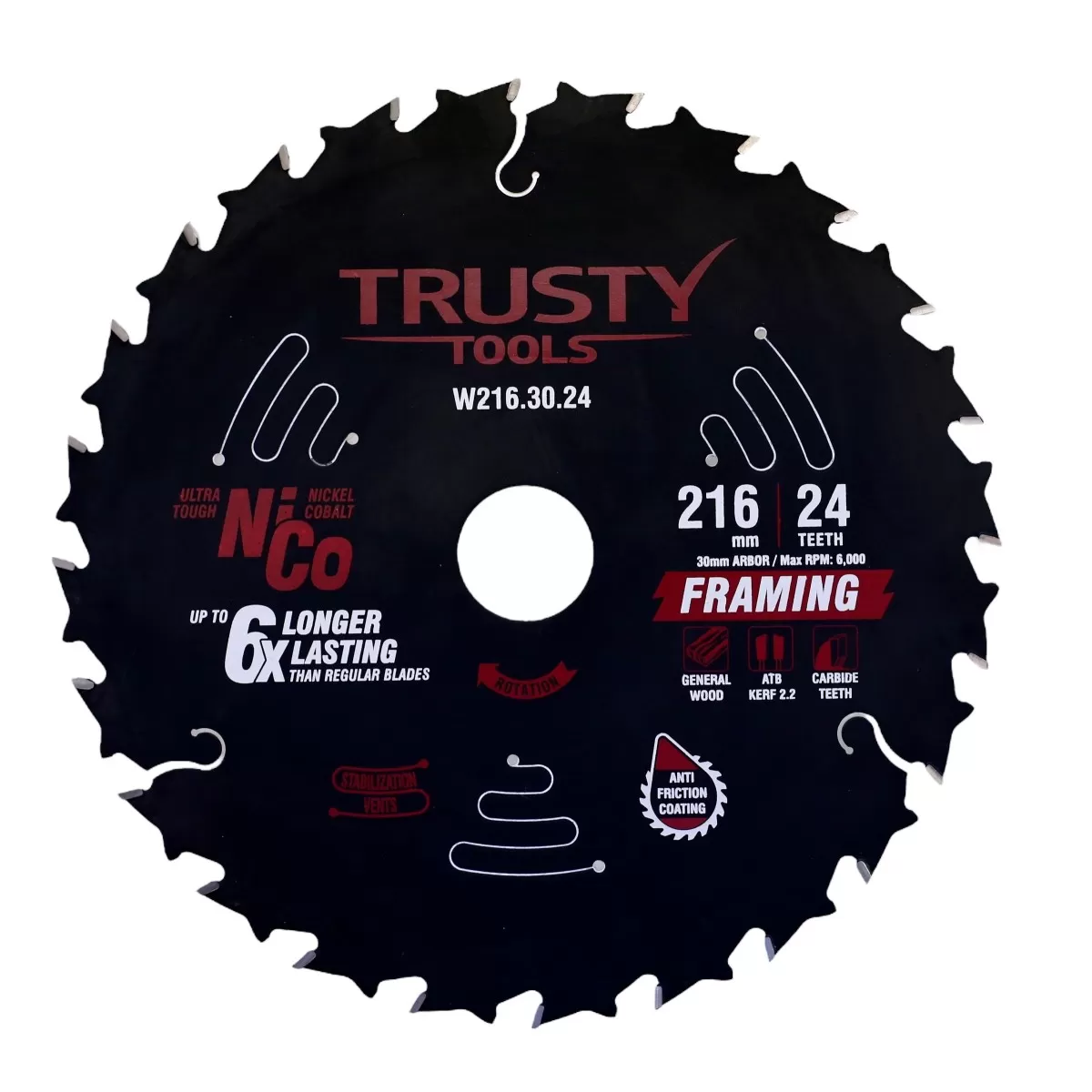 Диск пильный Trusty-Tools Framing по дереву 216х30 24T