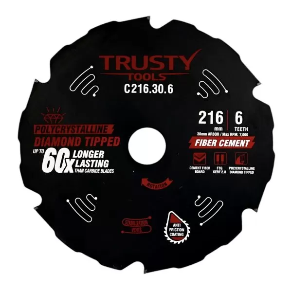 Диск пильный Trusty-Tools по фиброцементу 216×30 6T