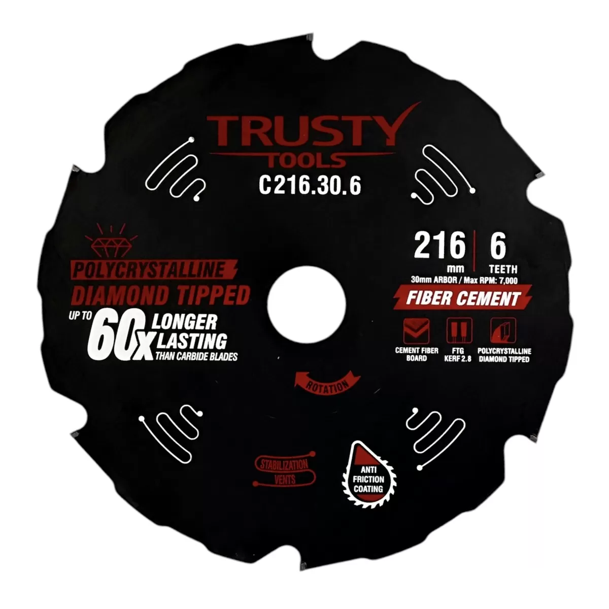 Диск пильный Trusty-Tools по фиброцементу 216×30 6T