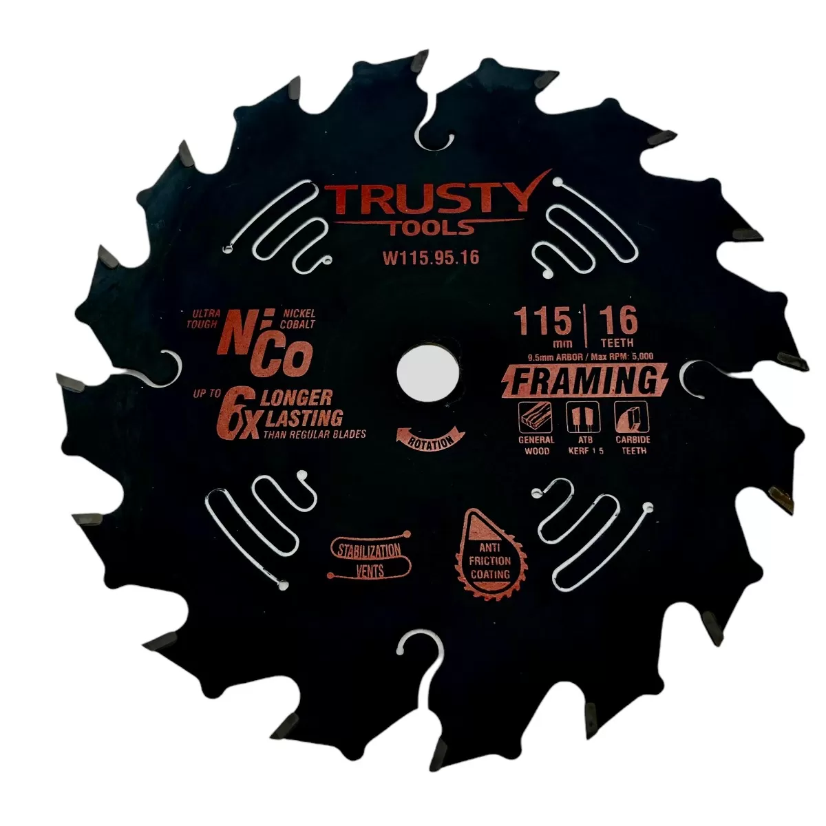 Диск пильный Trusty-Tools Framing по дереву 115х9.5 16T