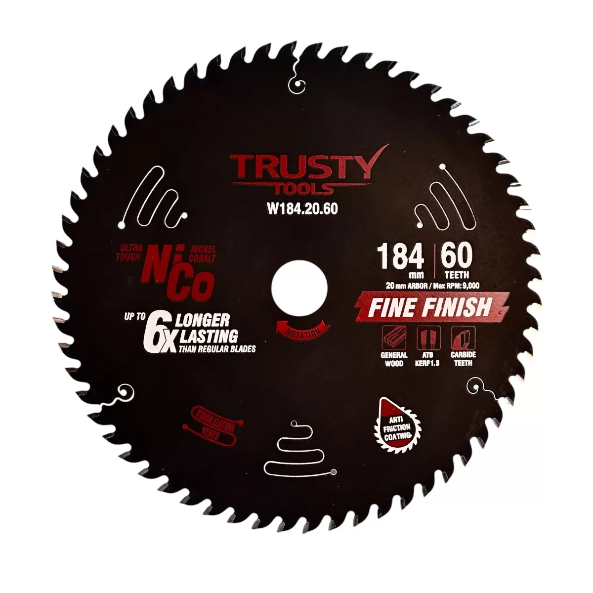 Диск пильный Trusty-Tools Fine Finish чистый рез 184х20 60T