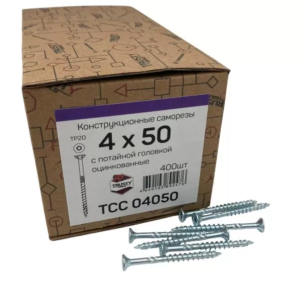 Конструкционные саморезы TCC 4х50 потайные (400 шт)