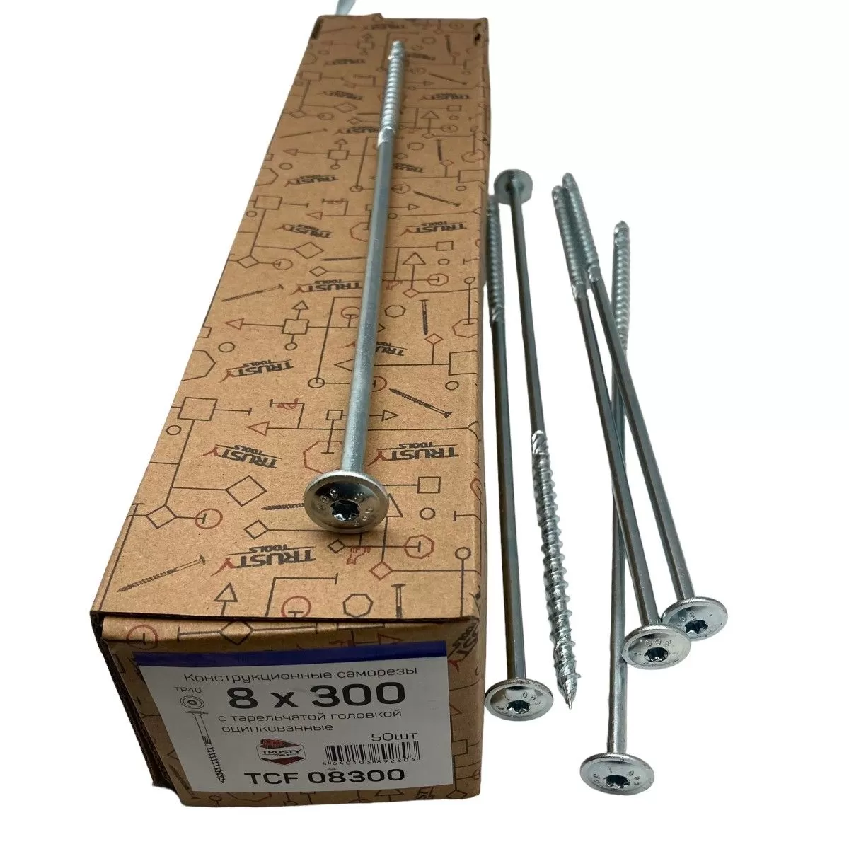 Конструкционные саморезы TCF 8х300 тарельчатые (50 шт)