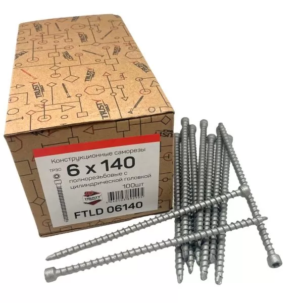 Конструкционные саморезы FTLD 6х140 полнорезьбовые (100 шт)