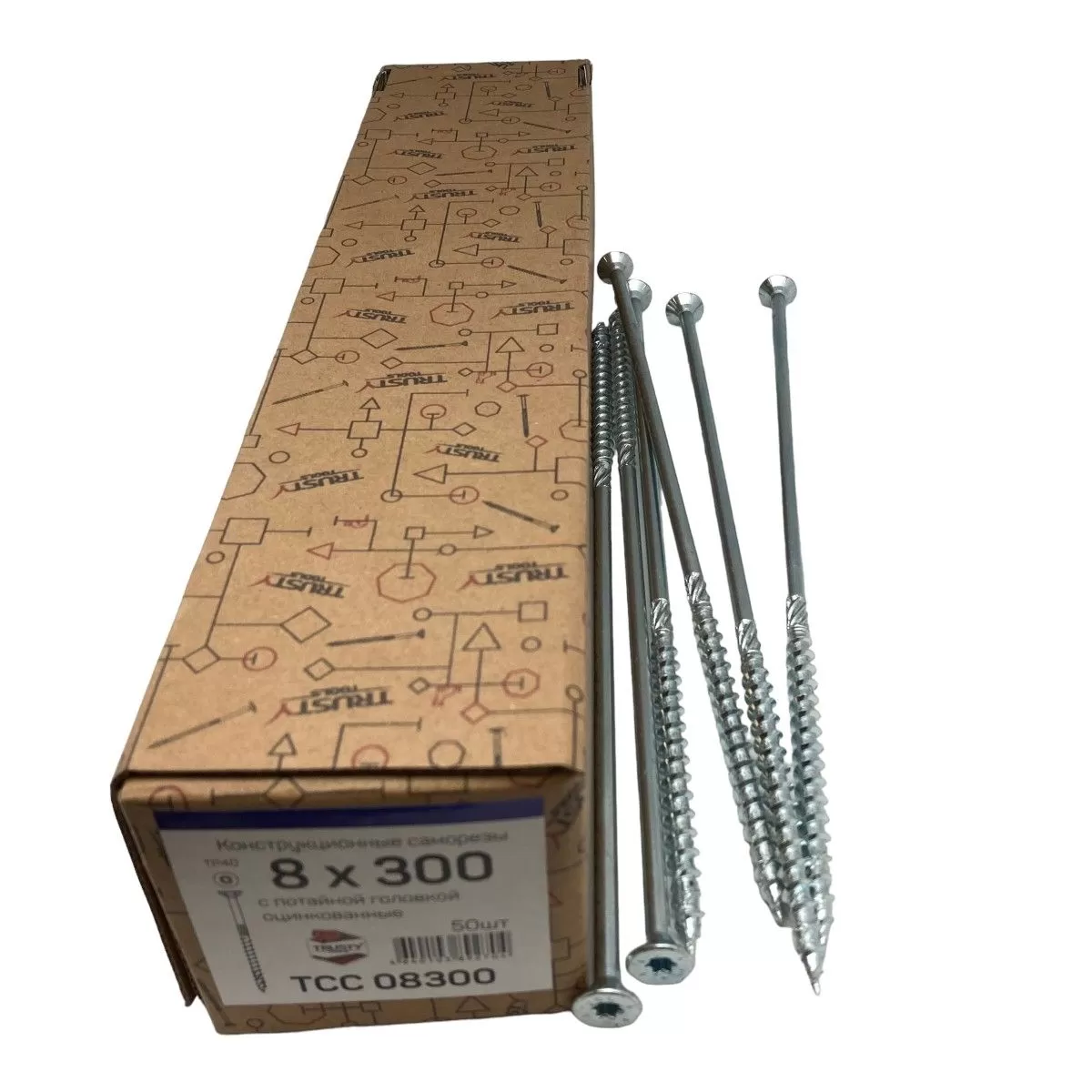 Конструкционные саморезы TCC 8х300 потайные (50 шт)