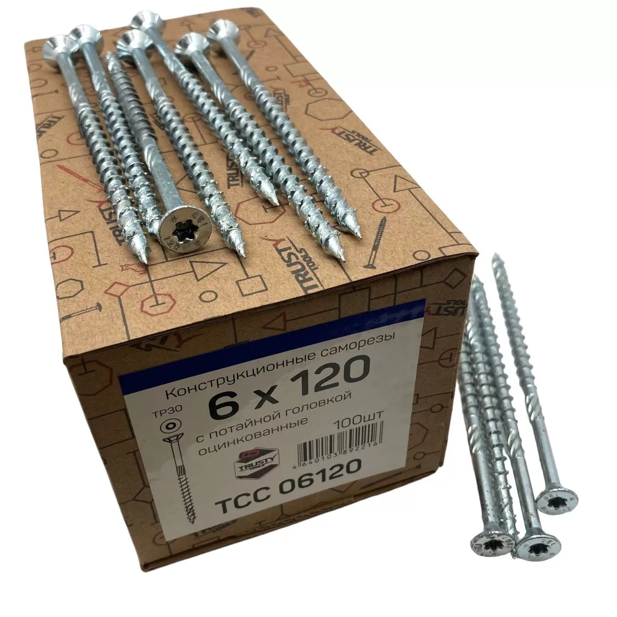 Конструкционные саморезы TCC 6х120 потайные (100 шт)