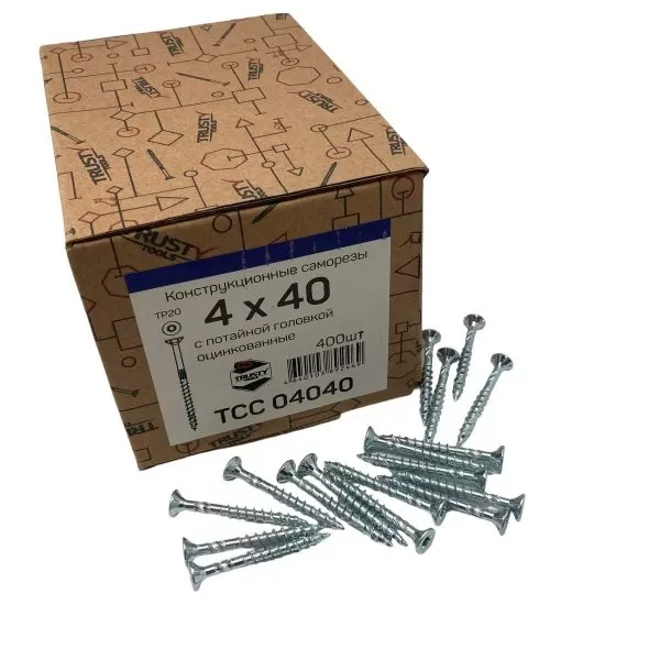 Конструкционные саморезы TCC 4х40 потайные (400 шт)