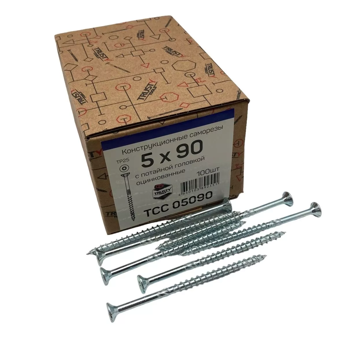 Конструкционные саморезы TCC 5х90 потайные (100 шт)