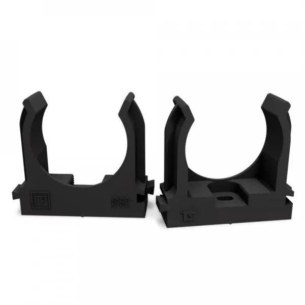 Крепеж-клипса для труб для монтажного пистолета черная в п/э d32 мм (25шт/500шт уп/кор) Промрукав