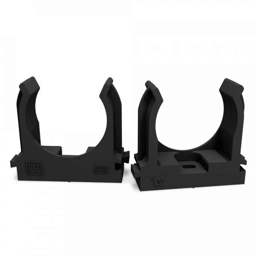 Крепеж-клипса для труб для монтажного пистолета черная в п/э d32 мм (25шт/500шт уп/кор) Промрукав